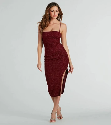 Adley Formal Glitter Lace-Up Midi Dress