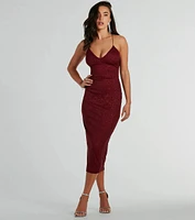 Lynn Strappy Back Glitter Midi Formal Dress