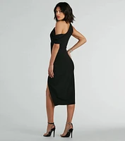 Jullian Formal Crepe Off-The-Shoulder Midi Dress