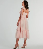 Arielle Bow Strap A-Line Midi Formal Dress