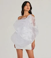 Kerry One-Shoulder Flower Satin Mini Dress