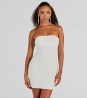 Lena Strapless Bodycon Beaded Mesh Mini Dress