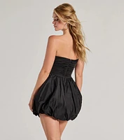 Aida Strapless Taffeta Bubble Hem Party Dress