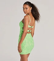 Tegan Cutout Bodycon Sequin Mini Dress