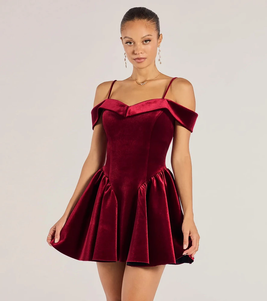 Andie Velvet Drop Waist Skater Dress