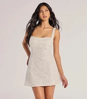 Clarice Sequin Beaded Lace A-Line Mini Dress