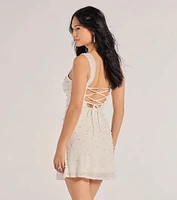 Miriam Pearl Beaded Formal Mini Dress