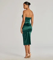 Kaleen Sleeveless Satin Wrap Midi Dress