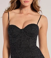 Arlowe Glitter Lace Corset Midi Dress