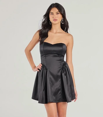 Audrey Strapless Taffeta Skater Dress