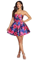 Nancy Floral Satin Party Dress