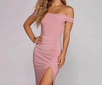 Ria Formal High Slit Ruched Dress