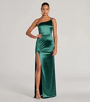 Rhiannon One-Shoulder Satin Long Dress