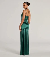 Rhiannon One-Shoulder Satin Long Dress