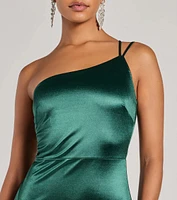 Rhiannon One-Shoulder Satin Long Dress