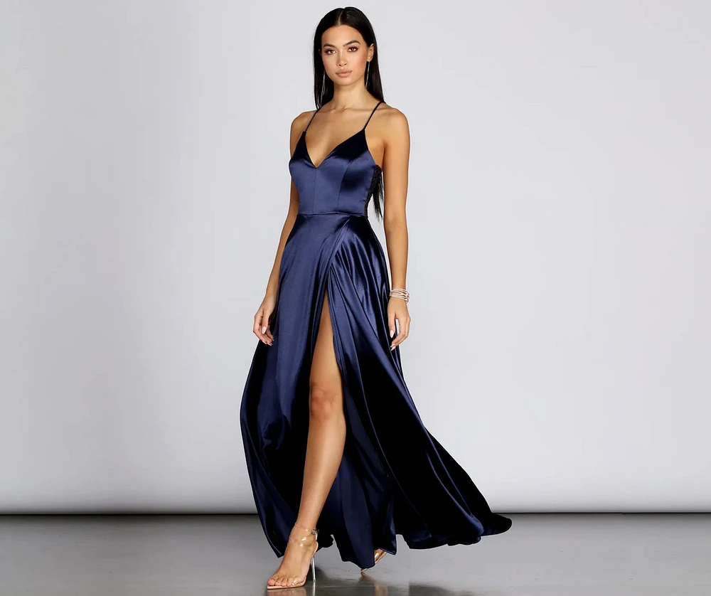 Blake Lace Back Satin Dress