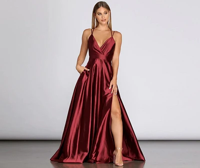 Priscilla Satin Evening Gown