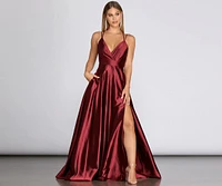 Priscilla Satin Evening Gown