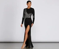 Julie Heat Stone High Slit Formal Dress