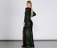 Kendall Formal High Slit Sequin Dress