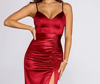 Ximena Formal Satin Ruched Dress