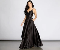 Rowanne Satin A-Line Gown