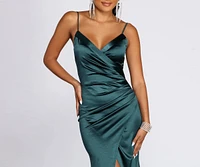 Karen Satin Wrap Formal Gown