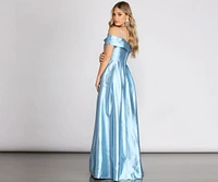 Cecilia Satin Off Shoulder A-Line Dress