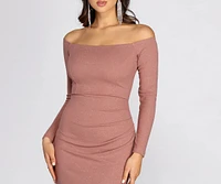 Nina Glitter Off Shoulder Dress