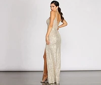 Callie Sequin Lattice Back Dress