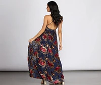 Justina Floral Velvet Burnout Chiffon Dress