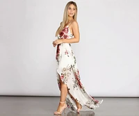 Claire Floral Chiffon Wrap Dress