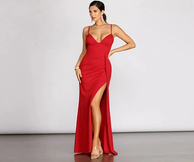 Emmy Crepe Ruched Wrap Dress