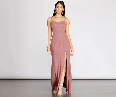 Aracely Glitter Crepe Mermaid Dress