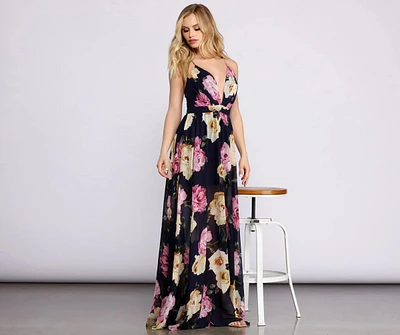 Malie Formal Floral Chiffon Dress