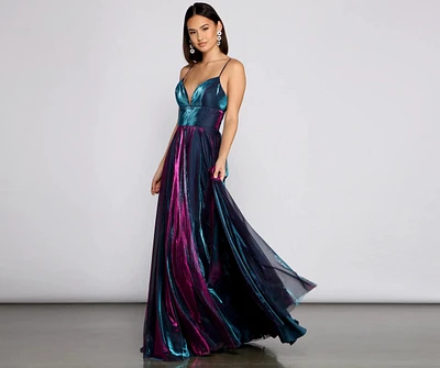 Vanda Formal Iridescent Metallic Dress