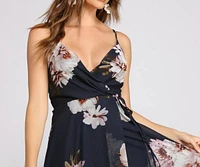 Breanne Printed Floral Chiffon A-Line Dress