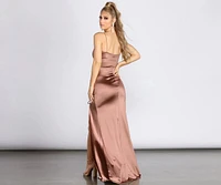 Ksenia Cowl Neck Satin Dress