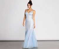 Ciara Glitter Tulle Mermaid Dress