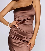 Roseanne One-Shoulder Satin Dress