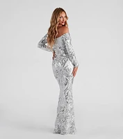 Azalea Formal Sequin Scroll Dress