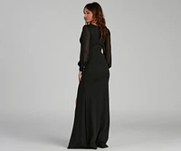 Veronica Front Slit Crepe Formal Dress