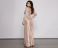 Selena Sequin Deep V Neck A-Line Dress