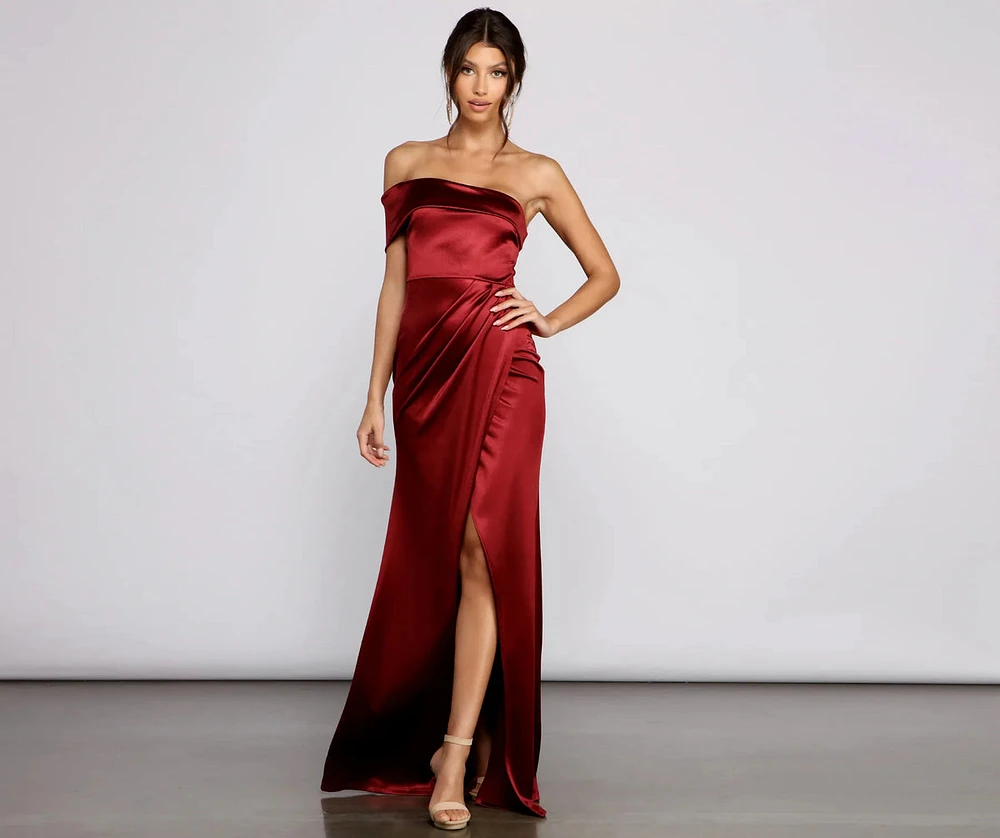 Isla Formal One-Shoulder Satin Dress