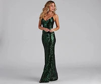 Serena Sequin Mesh Mermaid Dress