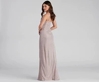 Zenni Formal High Slit Glitter Dress