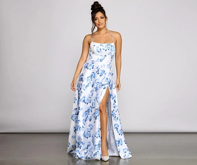 Lindsey Formal Floral High-Slit Dress