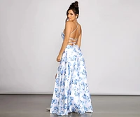 Lindsey Formal Floral High-Slit Dress