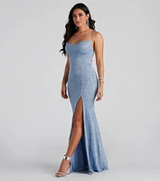 Doria Formal High Slit Glitter Dress