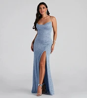 Doria Formal High Slit Glitter Dress